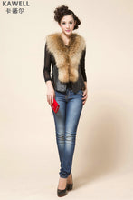 Load image into Gallery viewer, UE FS18221 Genuine lamb leather Vest with removable Raccoon Collar