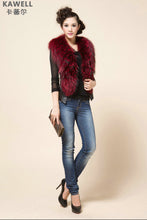 Load image into Gallery viewer, UE FS18221 Genuine lamb leather Vest with removable Raccoon Collar