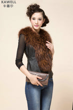 Load image into Gallery viewer, UE FS18221 Genuine lamb leather Vest with removable Raccoon Collar