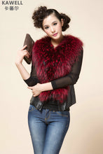 Load image into Gallery viewer, UE FS18221 Genuine lamb leather Vest with removable Raccoon Collar