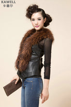 Load image into Gallery viewer, UE FS18221 Genuine lamb leather Vest with removable Raccoon Collar