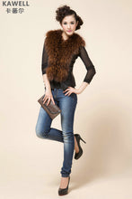 Load image into Gallery viewer, UE FS18221 Genuine lamb leather Vest with removable Raccoon Collar