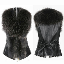 Load image into Gallery viewer, UE FS18221 Genuine lamb leather Vest with removable Raccoon Collar