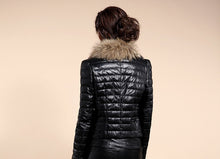 Load image into Gallery viewer, UE FS18150 Genuine sheep leather down jacket coat for women raccoon fur Collar