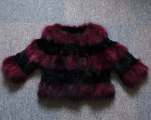 Load image into Gallery viewer, Real Rabbit Fur + Raccoon Fur  Coat Short Jacket  Overcoat FS13025