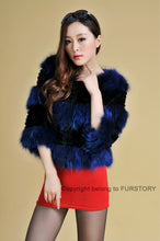 Load image into Gallery viewer, Real Rabbit Fur + Raccoon Fur  Coat Short Jacket  Overcoat FS13025