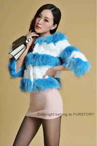 Real Rabbit Fur + Raccoon Fur  Coat Short Jacket  Overcoat FS13025