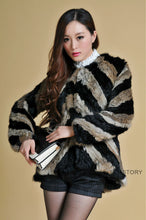 Load image into Gallery viewer, Real Tight-knitted Rabbit Fur Coat Jacket Womens&#39; Dress Ladies Garment 13002