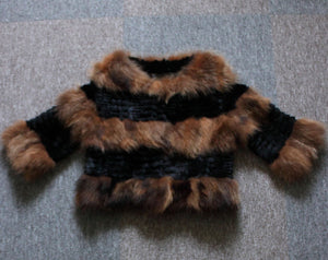 Real Rabbit Fur + Raccoon Fur  Coat Short Jacket  Overcoat FS13025