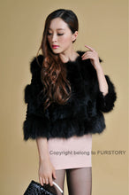 Load image into Gallery viewer, Real Rabbit Fur + Raccoon Fur  Coat Short Jacket  Overcoat FS13025
