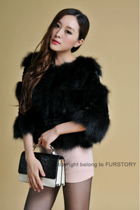 Real Rabbit Fur + Raccoon Fur  Coat Short Jacket  Overcoat FS13025