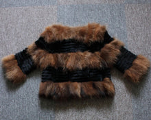 Load image into Gallery viewer, Real Rabbit Fur + Raccoon Fur  Coat Short Jacket  Overcoat FS13025