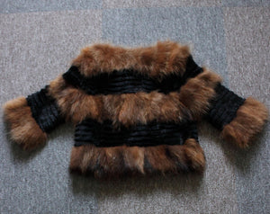 Real Rabbit Fur + Raccoon Fur  Coat Short Jacket  Overcoat FS13025