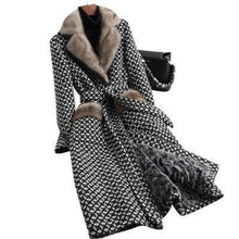 Load image into Gallery viewer, Women Wool Blends Coat  Plaid Double Breasted X Long Jacket Plus Size 5XL Office Lady Winter Warm Fur Collar Coats Female WH353