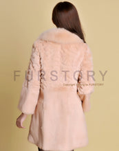 Load image into Gallery viewer, Women&#39;s Long Real Rabbit Fur Coat with Fox Fur Collor Fur Story FS13070