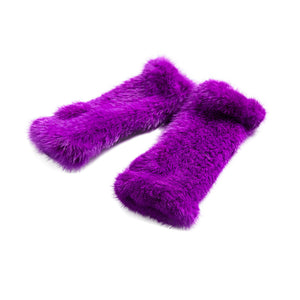 FUR STORY Women's Knitted Mink Fur Gloves Winter Warm Fur Mittens 17821