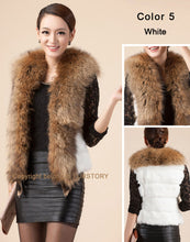 Load image into Gallery viewer, Natural Rabbit Fur Knitter Sweater Long Vest Waistcoat Jacket