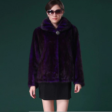 Load image into Gallery viewer, Natural Mink Fur Coat Big Fur Collar Full Pelt Whole Leather Fur Overcoat