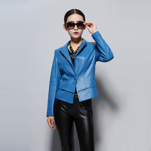 Genuine Soft Sheep Leather Coat Female Great Tailoring Single Button Fur Story 14144 Slim Suit for Women