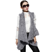 Load image into Gallery viewer, Women&#39;s Knitted Real Rabbit Fur Vest Europe Latest Style Long Vest Waistcoat Jacket