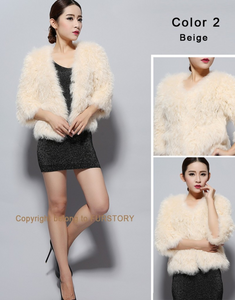 Knitted Natural Lamb Fur Coat Popular Short Fur Jacket Overcoat