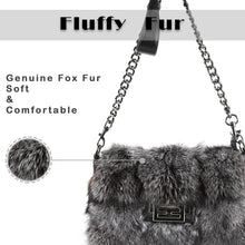 Load image into Gallery viewer, Satchel Bags for Women Fox Fur Satchel Purse Removable Crossbody Strap Shoulder Bag Dark Green FS19809