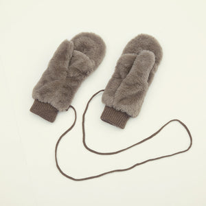 Winter Warm Gloves Soft Plush Convertible Flip Fingerless Thick Gloves  22827