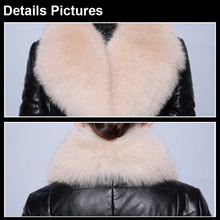 Load image into Gallery viewer, Genuine Leather Coat Down Jacket Luxury Fox Fur Collar Women Overcoat