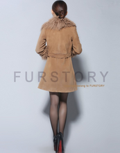 Load image into Gallery viewer, Lamb Fur Collar Coat Top Grade Genuine Sheep Leather Full Sleeve Jacket