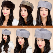 Load image into Gallery viewer, Women&#39;s Winter Hat Real Whole Mink Fur Hat Ladies&#39; Pillbox Seal Hat 13614