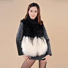 Load image into Gallery viewer, Women&#39;s Natural Fur Coat with Genuine Sheep Leather Sleeve