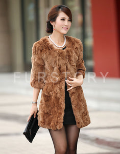 Women's  Real Rex Rabbit Fur Coat  Bright color Natural Fur Coat Female 13013