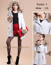 Load image into Gallery viewer, Winter Pig Leather Suede Windbreak with Natural Raccoon Fur Hood Slim Waist Women&#39;s Coats