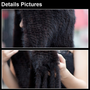 Women's Beanie Knitted Real Mink Fur Scarf Hat Neckwarmer Wrap Cap 13612