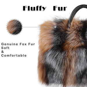 Women's Winter Fur Bag Silver Fox Handbag Leather Ladies Shoulder Bag