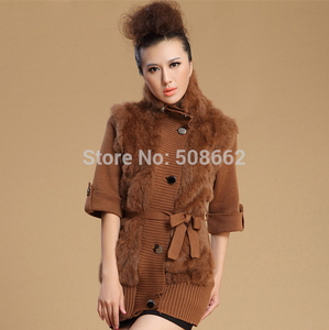 Natural Rabbit Fur Coat Jacket Overcoat Fur Coat Women