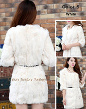 Load image into Gallery viewer, Women&#39;s  Real Rex Rabbit Fur Coat  Bright color Natural Fur Coat Female 13013