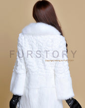 Load image into Gallery viewer, Women&#39;s Long Real Rabbit Fur Coat with Fox Fur Collor Fur Story FS13070