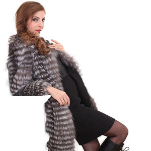 Women's Coats Female Real Fur Coat Fashion Nature Silver Fox Overcoat
