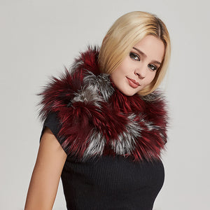 Fur Story FS17502 Women's Infinity Scarf for Winter Fox Fur Scarf Neck Warmer Fur Wrap Shawl