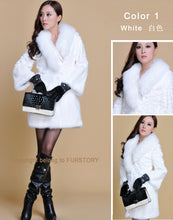 Load image into Gallery viewer, Women&#39;s Long Real Rabbit Fur Coat with Fox Fur Collor Fur Story FS13070
