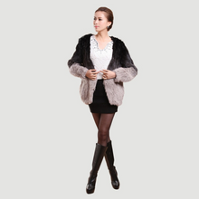 Load image into Gallery viewer, Women&#39;s Rabbit Fur Coat Knitted Gradient Color Natural  Fur Coat Female