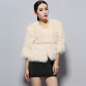 Knitted Natural Lamb Fur Coat Popular Short Fur Jacket Overcoat