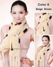 Load image into Gallery viewer, Real REX Rabbit Fur Scarf Rabbit Ball Fur Wrap Cape Shawl Neck Warmer FS15504