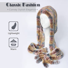 Load image into Gallery viewer, Fur Hooded Scarf Hat Scarves Hood Scarf Beanie For Women Head Neck Warmer Winter With Rabbit Fur