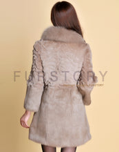 Load image into Gallery viewer, Women&#39;s Long Real Rabbit Fur Coat with Fox Fur Collor Fur Story FS13070