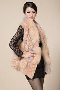 Natural Fox + REX Rabbit Fur Vest Jacket Coat