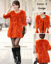 Load image into Gallery viewer, Women&#39;s  Real Rex Rabbit Fur Coat  Bright color Natural Fur Coat Female 13013