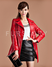 Load image into Gallery viewer, Genuine Sheep Leather Jacket Windbreak Long Lamb Leather Outer Coat