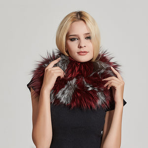 Fur Story FS17502 Women's Infinity Scarf for Winter Fox Fur Scarf Neck Warmer Fur Wrap Shawl